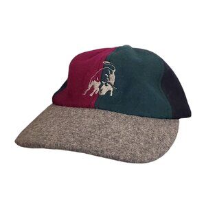 Vintage 90s Lamborghini wool leather strap back multicolor hat